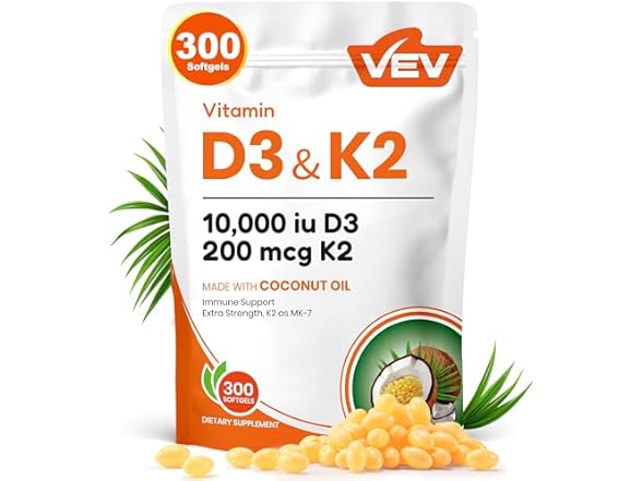 Vitamin D3 K2 300 Coconut Oil Softgels