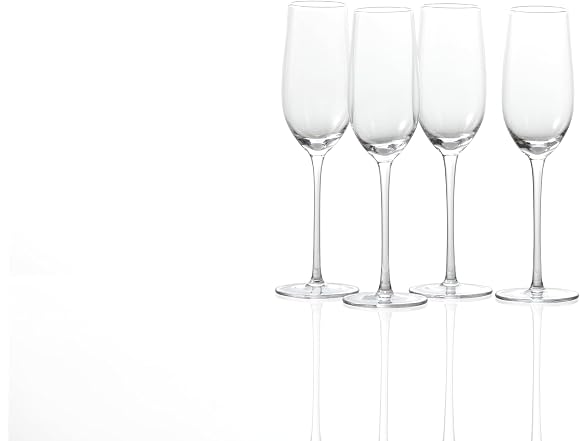 Fortessa Gala Glass, 9 Ounce Champagne Flute (Set of 4), Clear