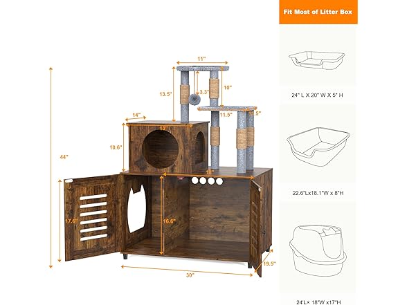 Cat Tree with Litter Box Enclosure