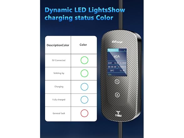 Tyocle Level 2 EV Charger 40Amp 240V 23ft