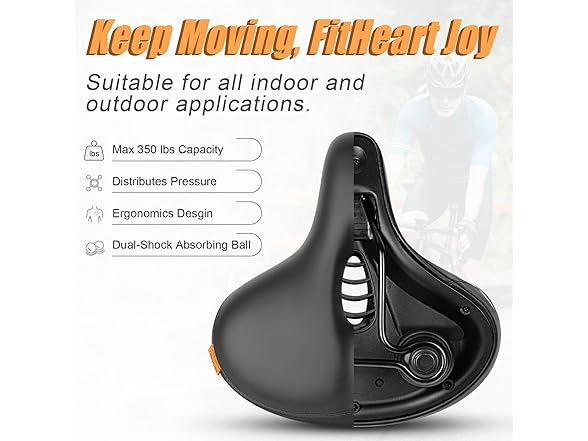 FitHeart Oversized Bike Seat, 350lb Cap