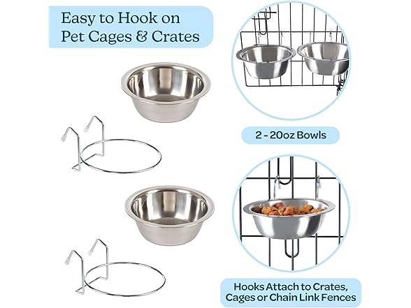 Set of 2 Stainless-Steel Dog Bowls