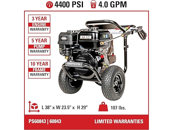 Simpson 4400 PSI Gas Pressure Washer PS60843