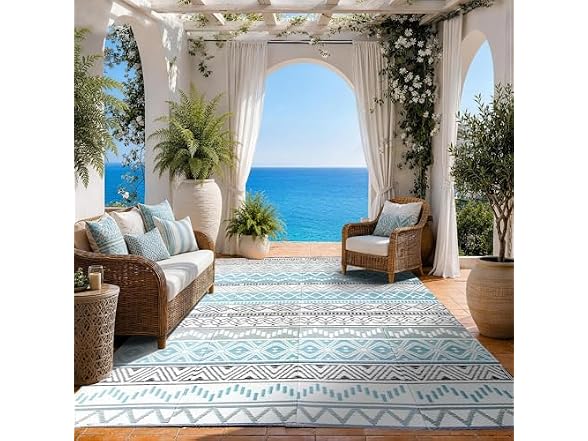 STRICKLANDHOME Outdoor Rug 8 x10 Ft