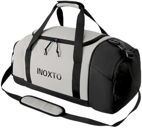 Sports Gym Bag,INOXTO Travel Duffel Bag with Dry Wet Pocket And Shoe CompartmentFor Women and Men,40L/55L Fitness Waterproof Weekender Bag For Swim Sports Travel Working Out (Gray, 55L)
