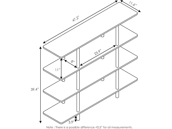Furinno Turn-N-Tube 4-Tier Wide Display Shelf