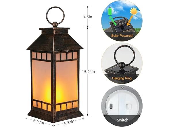 18'' Glass Solar Lantern