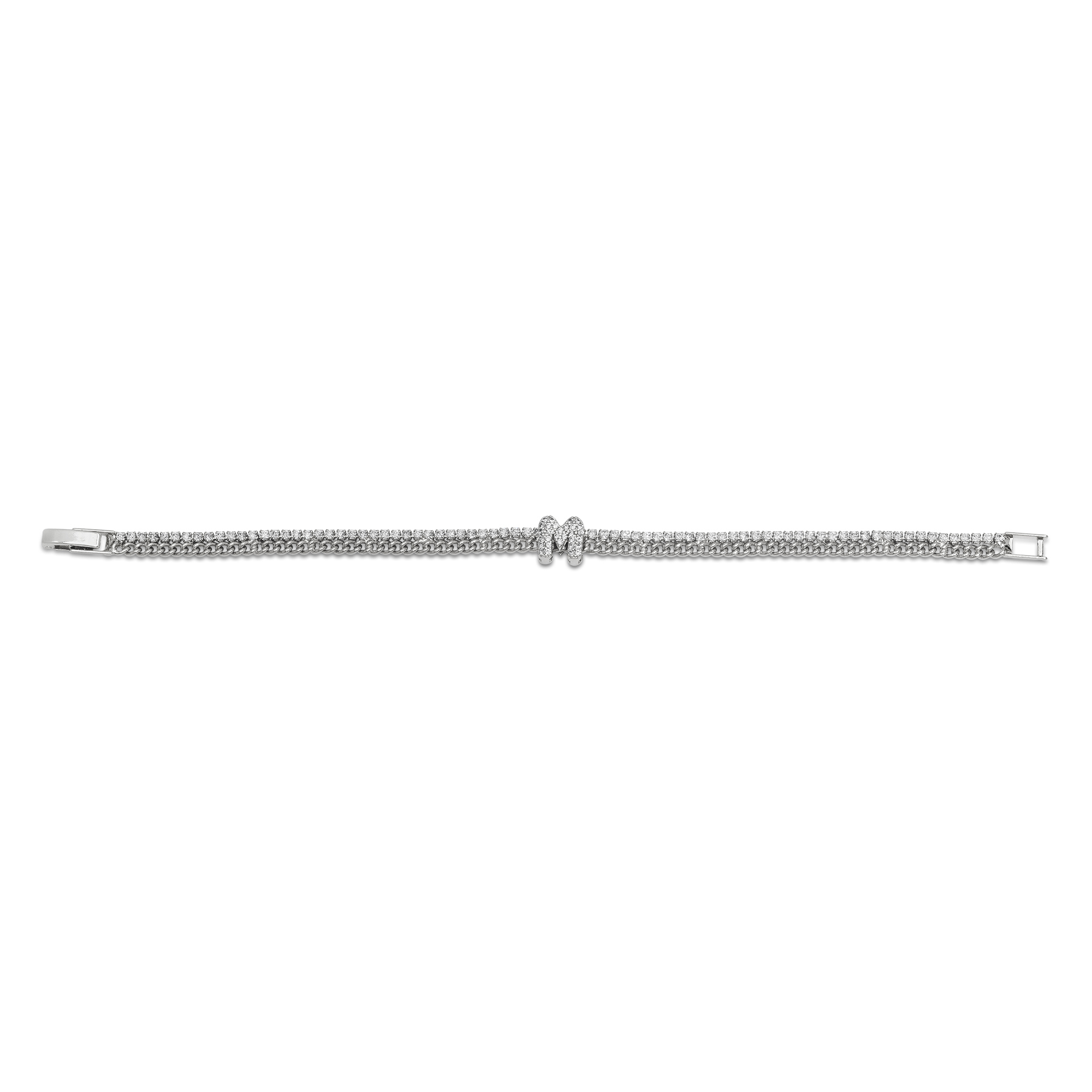 Initial Tennis + Cuban CZ Bracelet - Gallery 12