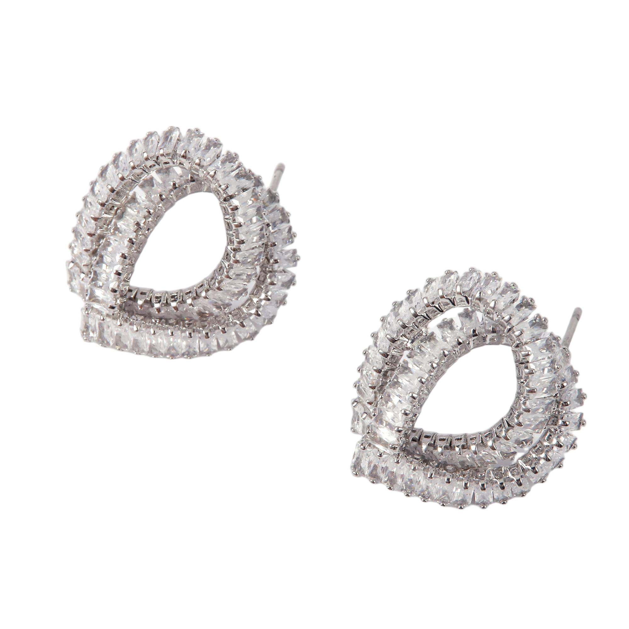 Silver Knot CZ Stud Earrings - Gallery 5