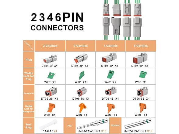 Connector Kit 2-3-4-6 Pin Grey
