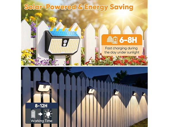Brightever 8-Pack Solar Motion Sensor Outdoor Lights