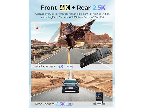 LINGDU 12" 4K Mirror Dash Cam