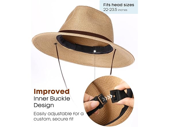 FURTALK Wide Brim Straw Hat w/ Lanyard
