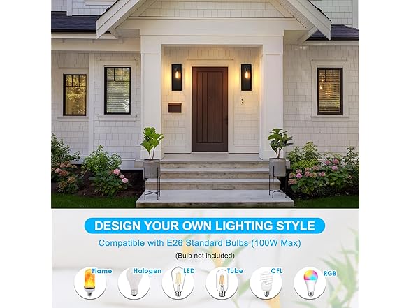 VerRon 2-Pack Outdoor Wall Lanterns