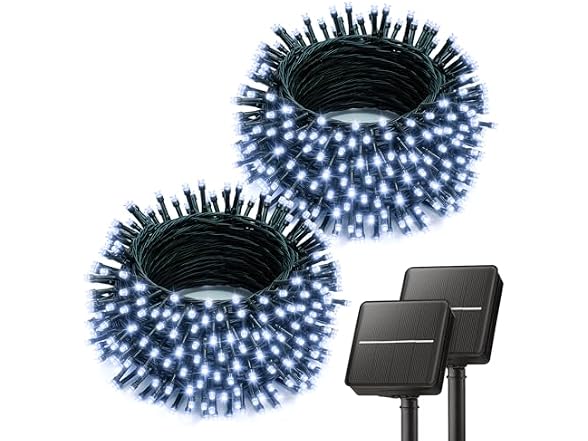 Brightown 2 Pack Solar String Lights Outdoor Waterproof, 80 FT 200 LED