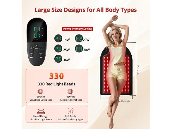 Red Light Therapy Mat, 330 Leds, 660Nm
