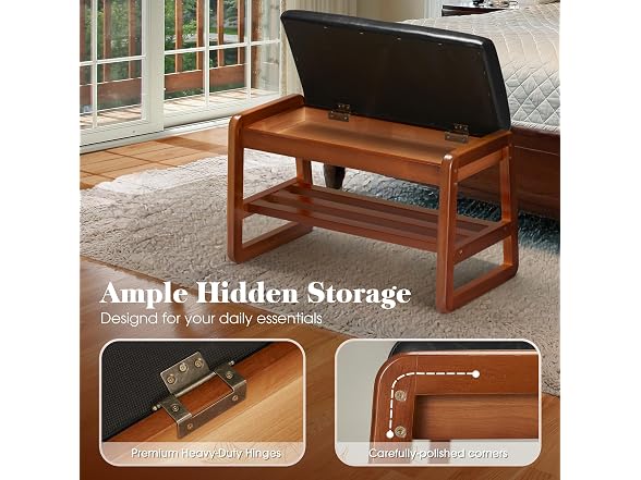 Solid Wood Shoe Rack with Flip-Top