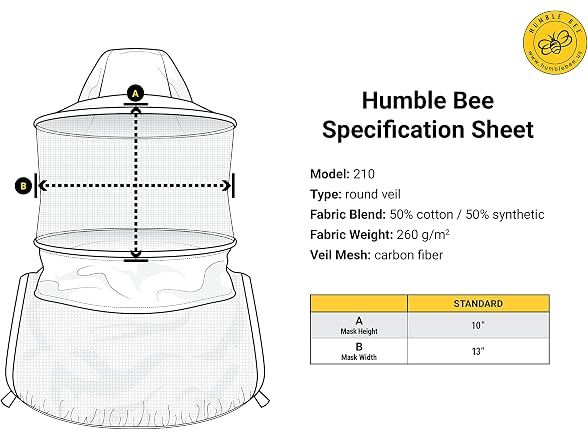 Humble Bee 211 Polycotton Beekeeping Veil