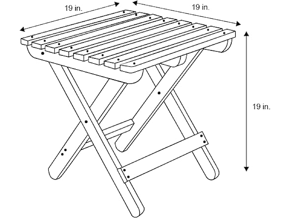Shine Company 4119 Square Wooden Folding Side Table