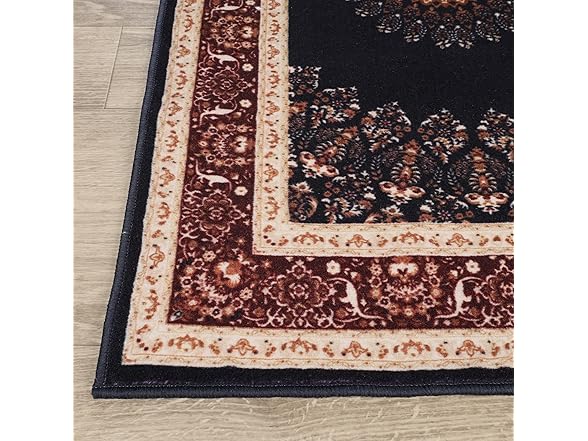 Superior Elegant Floral Medallion Border Washable Indoor Area Rug