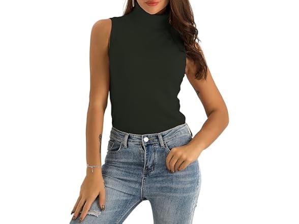 Spicy Sandia Green Turtleneck Tank (L)
