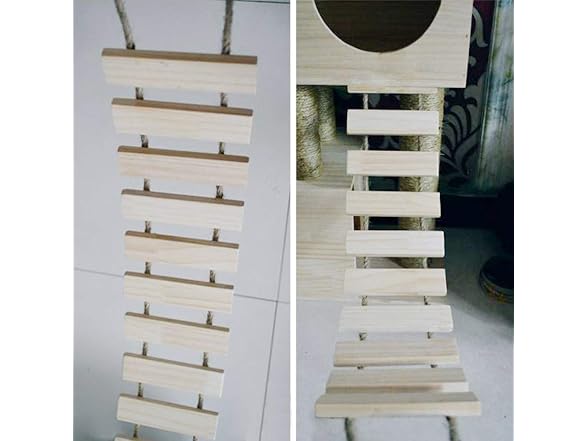 La La Pet Wood Cat Bridge Ladder Perch Hammoc
