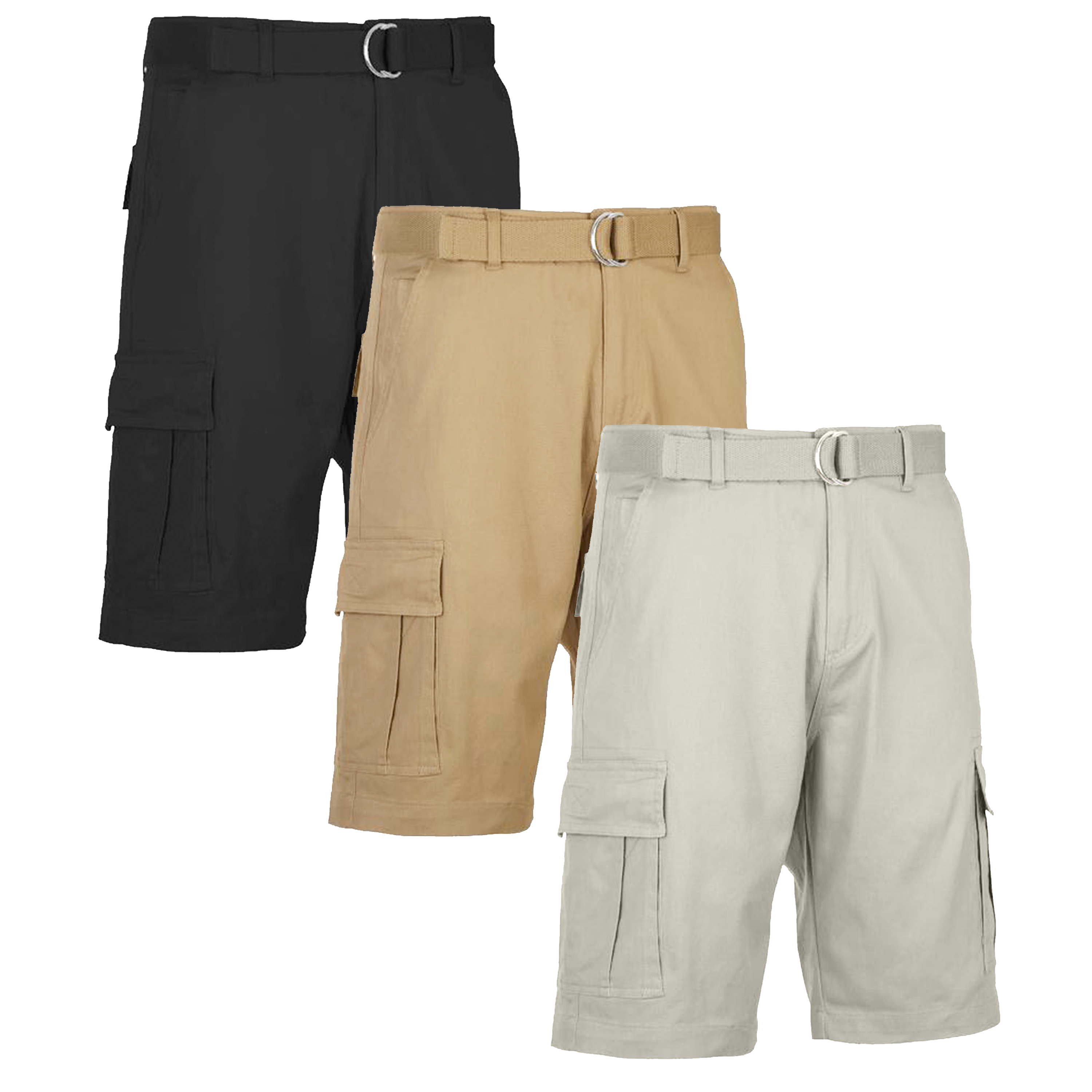 3Pk Mens Cotton Stretch Cargo Shorts (30-42) - Gallery 24