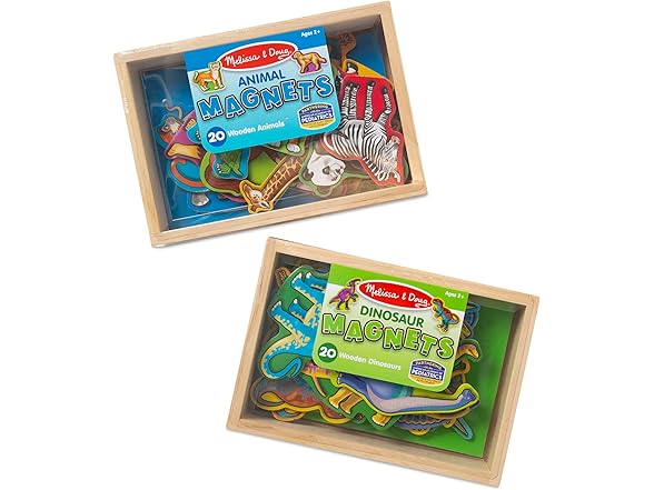 Melissa & Doug Wooden Magnets Set - Animals and Dinosaurs