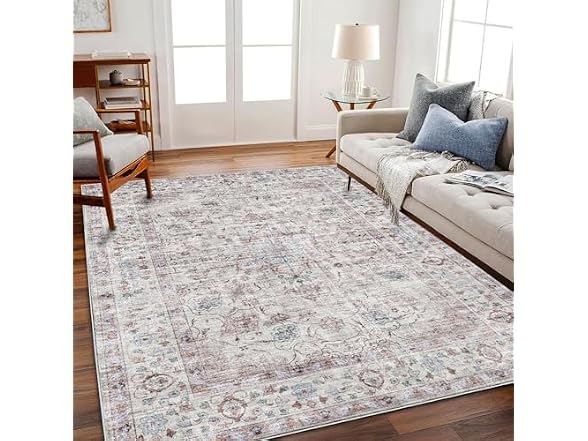 CHAMPLANT Purple/Red Flowers Rug 5'x7'