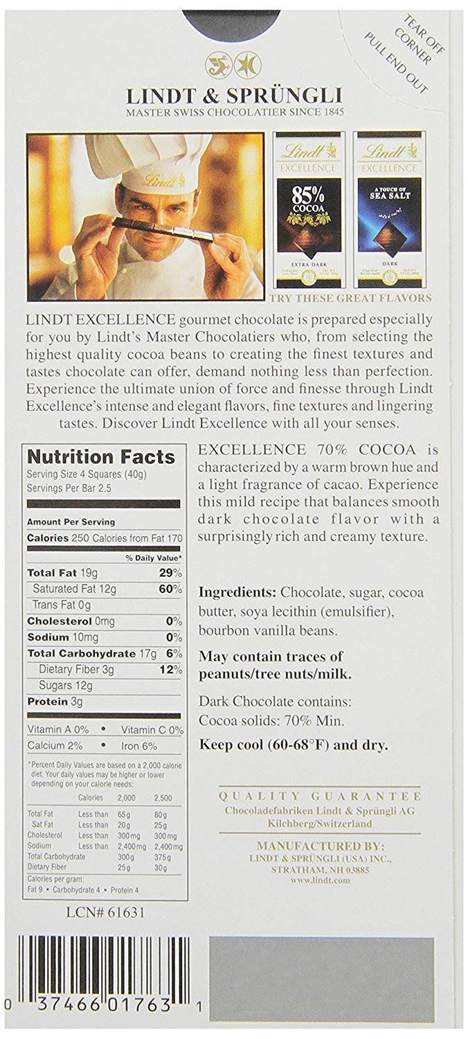 Lindt EXCELLENCE 70% Dark Choc Bar 12pk - Gallery 6