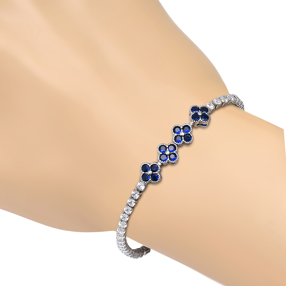 CZ Blossom Accent Tennis Bracelet - Gallery 10
