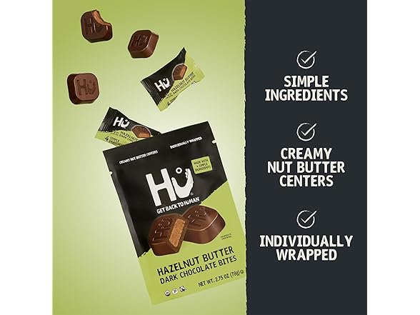 Hu Hazelnut Butter Dark Choc Bites 6pk