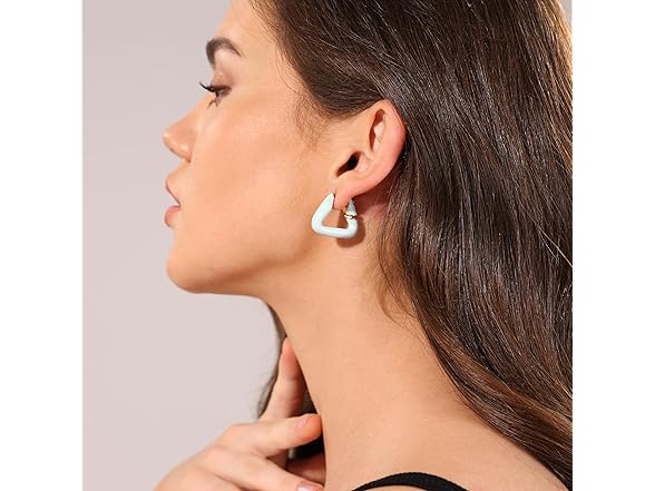 POSUR Triangle 14K Enamel Hoop Earrings