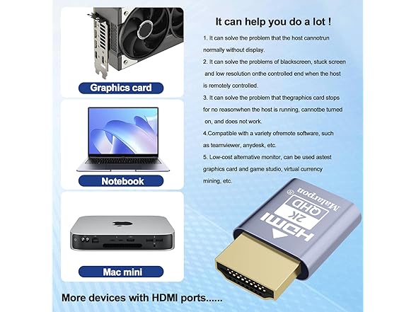 4Pc HDMI Plug fit-Headless Display