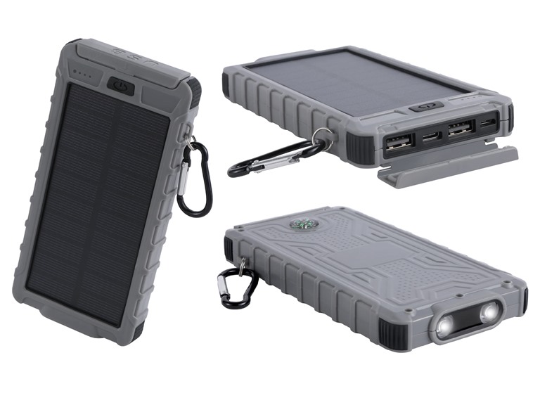 (1,2 Pack) Aduro PowerUp Solar 10k mAh Dual USB Battery