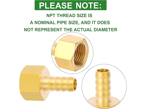 1/2 Barb x1/2 FNPT Brass 5Pcs+Clamp