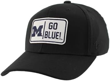 ZHATS Men's Standard NCAA Officially Licensed Fitted Hat ZH Patch Defer Black, Medium,Michigan Wolverines