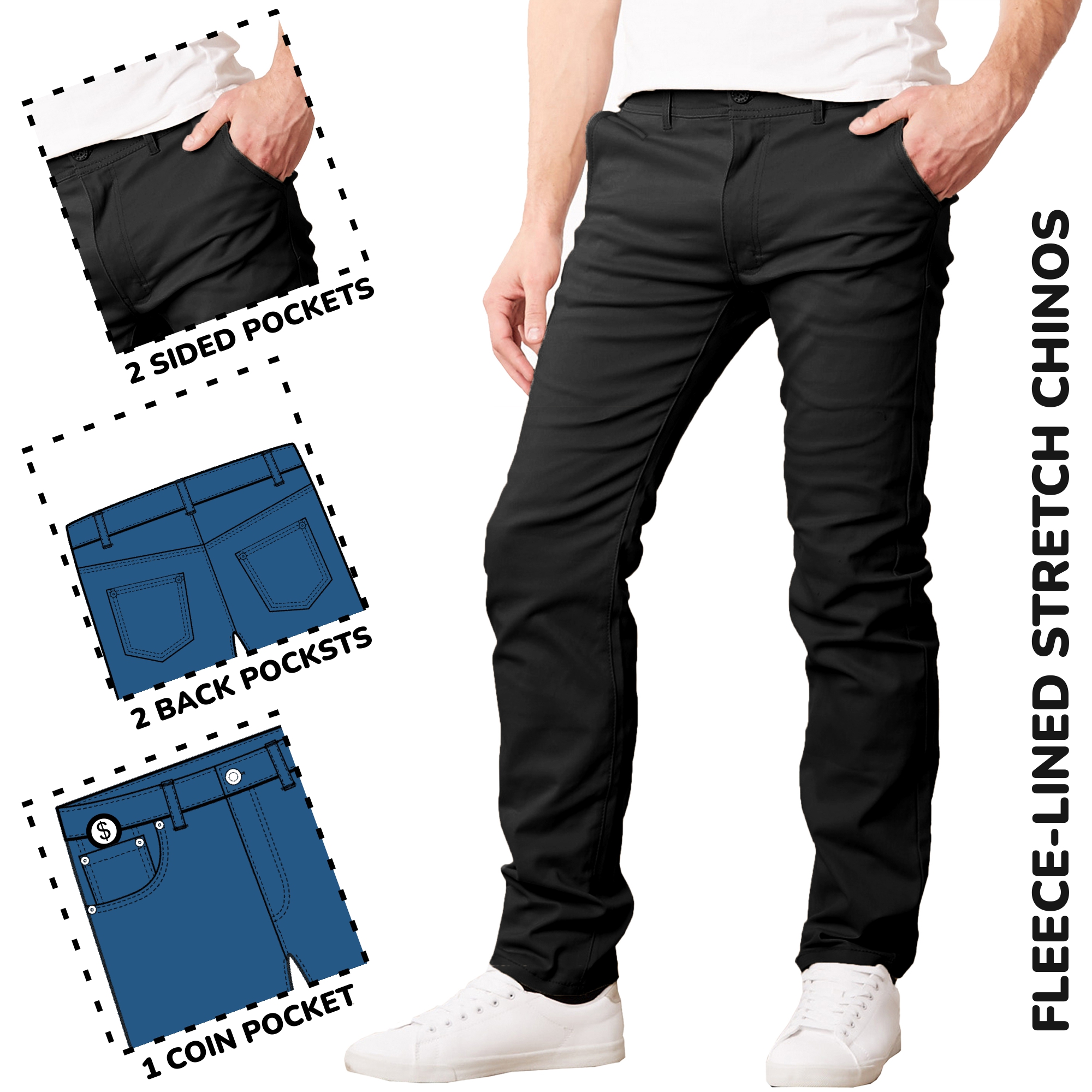 Men's Fleece-Lined Chinos (2 or 3 Pack) - Gallery 15
