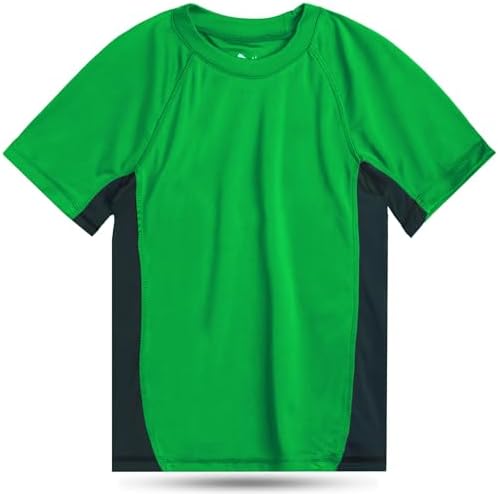 Kanu Surf Boys' Short Sleeve UPF 50+ Rashguard Swim Shirt, CB Green, 5T