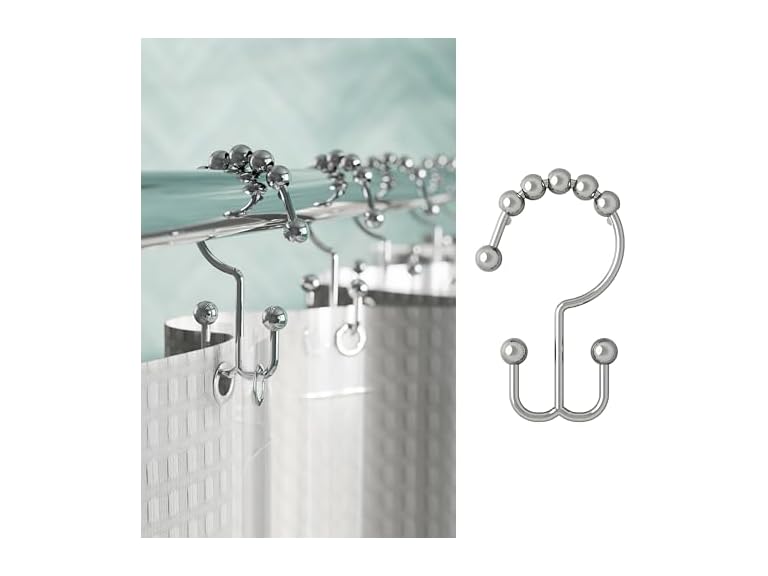 Chrome Shower Curtain Hooks 12pk