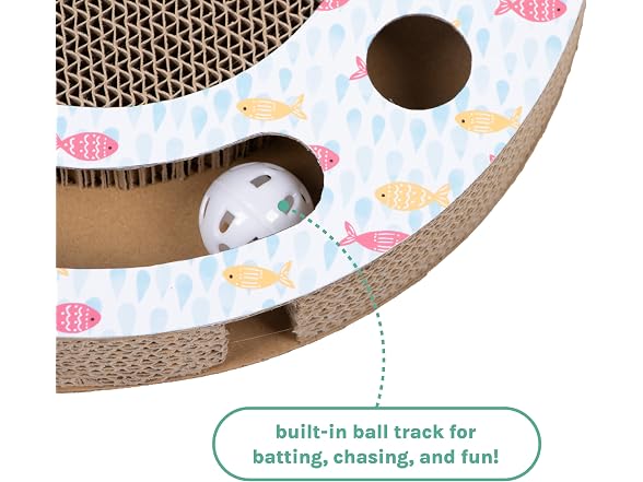 Kitty City Fish Corrugate Cat Scratcher with Ball Track Toy