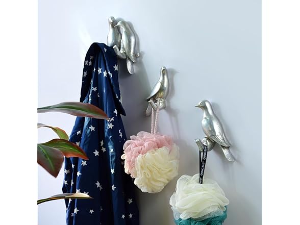 Bird Coat Hooks Animal Wall Silvery L