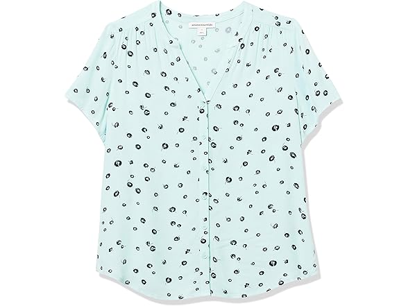 Amazon Essentials Women (L) Blouse Aqua Blue Poppy