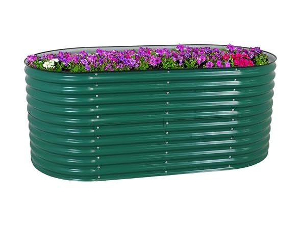 Sunnydaze 62.5-Inch Oval Raised Garden Bed