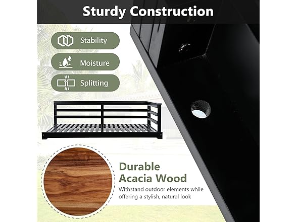 Merax 80" Acacia Wood Swing, Twin -Choose Color