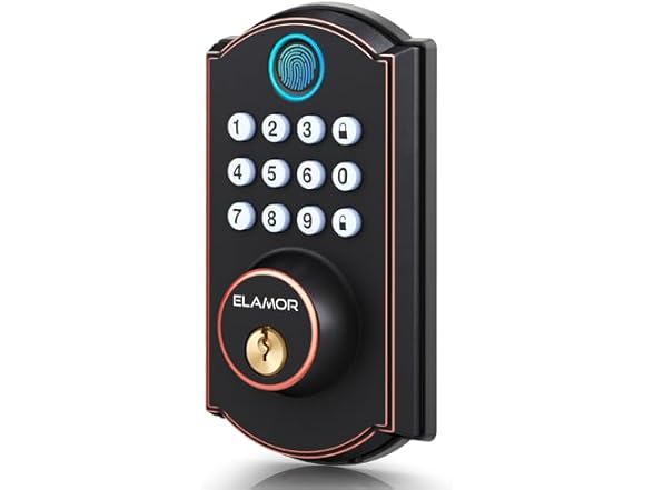 ELAMOR M19-Bronze Fingerprint Door Lock (Bronze)