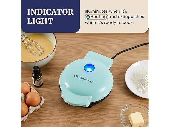 Elite Gourmet Electric Nonstick 4.5-inch Mini Waffle Maker 847275
