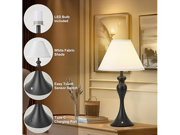 KARTOOSH Cordless Table Lamp