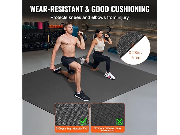 Exercise Mat, Non Slip High Density 7x5ft