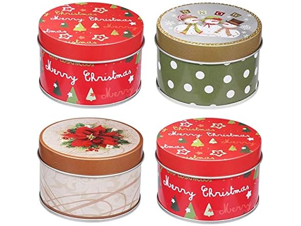 4pcs Christmas Tin Box Metal Cookie Box